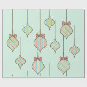 Retro  Ornamenten kerstpapier Cadeaupapier (Vlak)