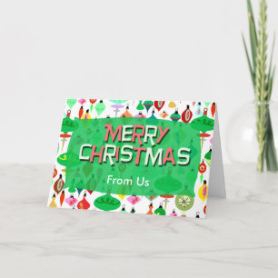 Retro Ornamenten Leuke Feestdagen Aangepaste Kerst Kaart