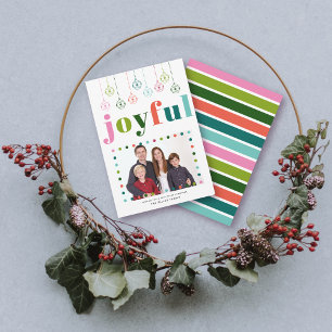 Retro ornamenten Vreugdevolle typografie, Kerstfot Feestdagenkaart