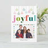 Retro ornamenten Vreugdevolle typografie, Kerstfot Feestdagenkaart (Staand voorkant)