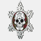 rétro ornement de flocon de neige d'étain de crâne (Vue impression)