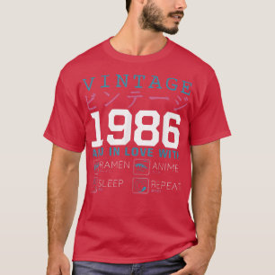 Retro Otaku Kanji  1986 Birthday Ramen Anim T-shirt