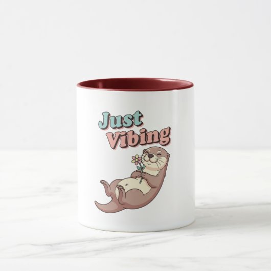 Retro Otter Calm Vibes Color Inside Mug (Centre)