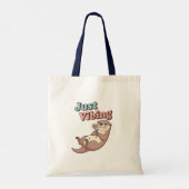 Retro Otter Chill Vibes Canvas Tote Bag (Achterkant)
