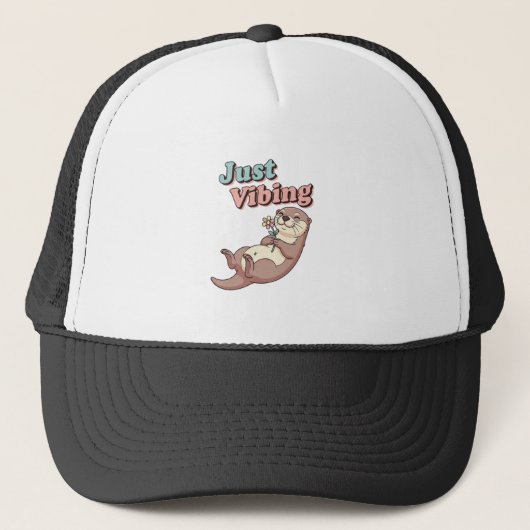 Retro Otter Easygoing Trucker Hat Pet (Voorkant)
