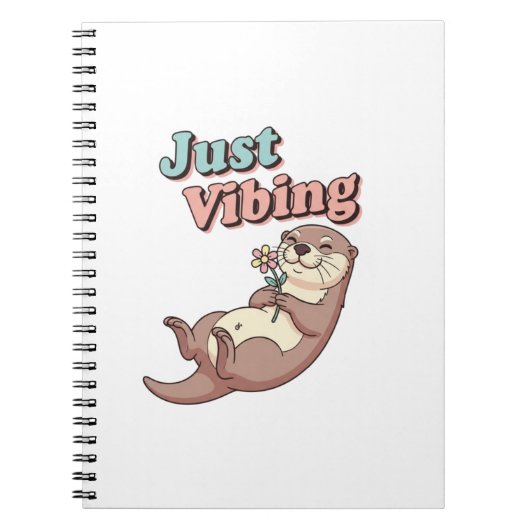 Retro Otter Just Vibing Lined Notebook Notitieboek (Voorkant)