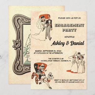 retro oude 50s stripverhaal Engagement Party Kaart