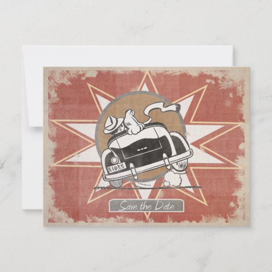 Retro Oude Auto Bewaar de Aankondiging van de Datu (Voorkant)