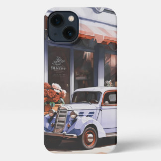 Retro oude auto iPhone 13 Slim Fit Hoesje, Glanzen Hoesje