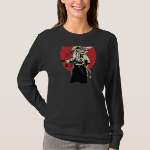 Retro Oude Japanse arrior op de achterkant van Tok T-shirt