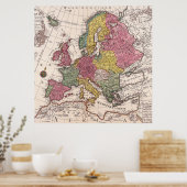 Retro  oude kaart van Europa Poster (Keuken)