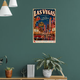 Retro Oude Las Vegas Nevada Fremont Street Reis Poster