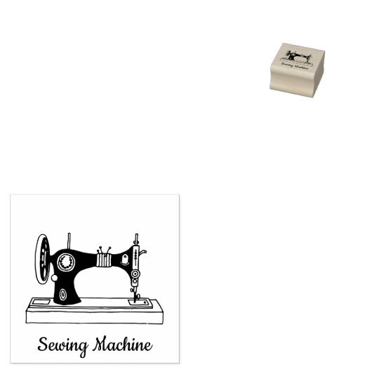 Retro oude naaimachine 	rubberstempel (Gestempeld)