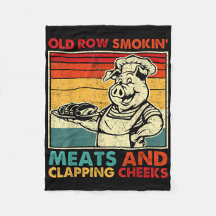 Retro Oude Rij Rookvlees En Wangklappend Fu Fleece Deken