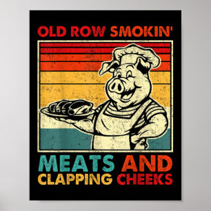 Retro Oude Rij Rookvlees En Wangklappend Fu Poster