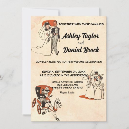 retro oude rustic 50s met een stripverhaal kaart (Voorkant)