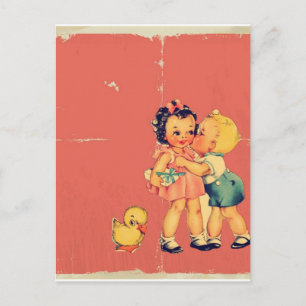 Retro oude Valentijn Kitsch  Kind Feestdagenkaart