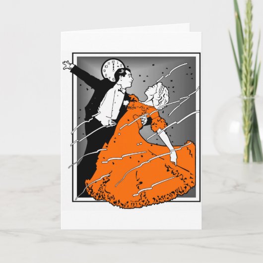 Retro Oudejaarsavond paar, Feestdagen Kaart (Voorkant)