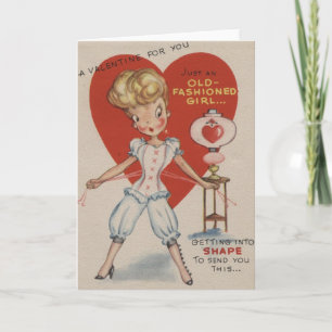 Retro ouderwets meisje Valentijnsdag Kaart