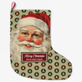 Retro Ouderwetse Kerstman Kerstkous Grote Kerstsok (Voorkant)