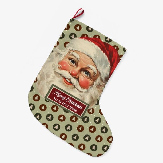 Retro Ouderwetse Kerstman Kerstkous Grote Kerstsok (Voorkant (Hangend))