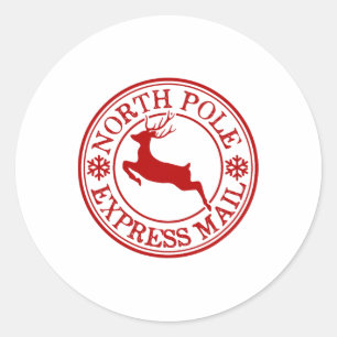 Retro Ouderwetse Noordpool Express Mail Reinde Ronde Sticker