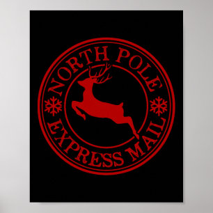 Retro Ouderwetse North Pole Express Post Rendier Poster