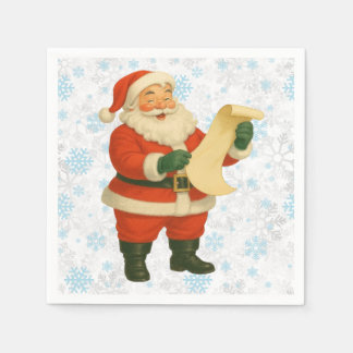 Retro ouderwetse vrolijke Kerstman Servet