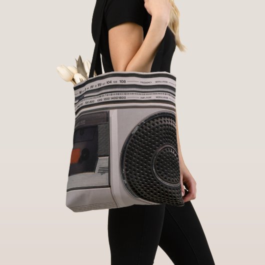 Retro outdated portable stereo radio cassette reco draagtas (Dichtbij)