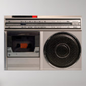 Retro outdated portable stereo radio cassette reco poster (Voorkant)