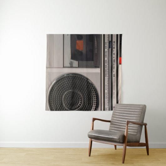 Retro outdated portable stereo radio cassette reco wandkleed (In Situ (horizontaal))