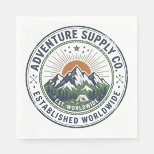 Retro Outdoor Avontuur Berg Embleem Servet
