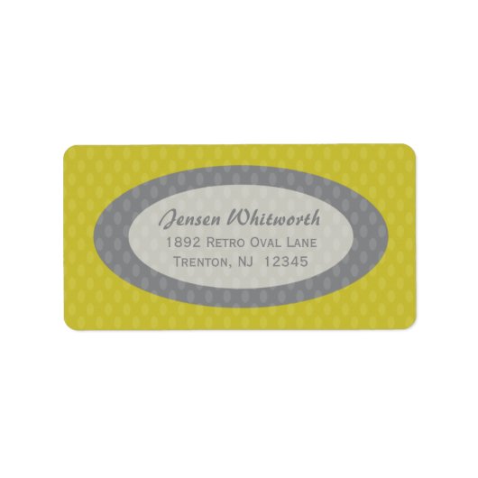 Retro Ovals Adresetiketten - Olijf Etiket (Voorkant)