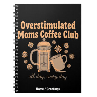 Retro Overstuurde Moeders Coffeclub Grafische Kuns Notitieboek