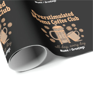 Retro Overstuurde Moeders Coffee Club Grafische Ku Cadeaupapier
