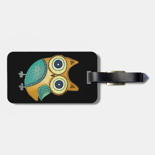 Retro Owl Bagagelabel (Achterkant horizontaal)