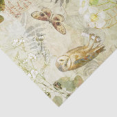 Retro Owl Butterfly Pine Leaves Floral Decoupage Tissuepapier (Detail)
