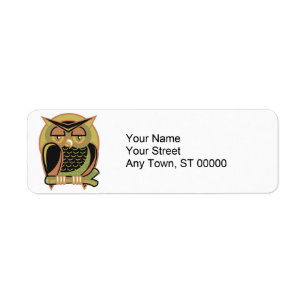retro owl design etiket