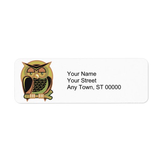 retro owl design etiket (Voorkant)