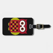 Retro Owl in rood Bagagelabel (Voorkant horizontaal)