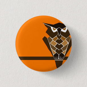 Retro Owl-knop (bruin) Ronde Button 3,2 Cm