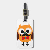 Retro Owl met Handlebar Mustache Mustache Bagagelabel (Voorkant verticaal)