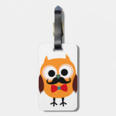 Retro Owl met Handlebar Mustache Mustache Bagagelabel (Achterkant verticaal)
