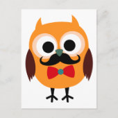 Retro Owl met Handlebar Mustache Mustache Briefkaart (Voorkant)