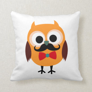 Retro Owl met Handlebar Mustache Mustache Kussen