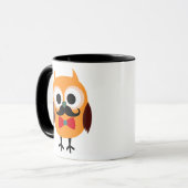 Retro Owl met Handlebar Mustache Mustache Mok (Voorkant links)