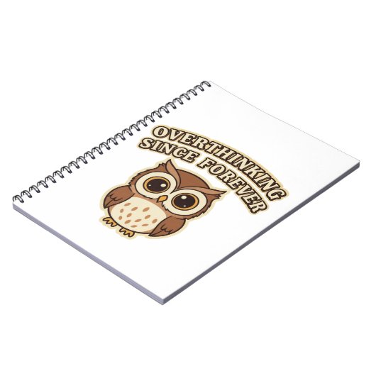 Retro Owl Overthinking Lined Notebook Notitieboek (Linkerzijde)