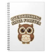 Retro Owl Overthinking Lined Notebook Notitieboek (Voorkant)