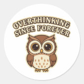 Retro Owl Overthinking Vinyl Sticker (Devant)