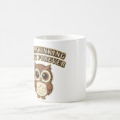 Retro Owl Overthinking White Mug (Devant droit)